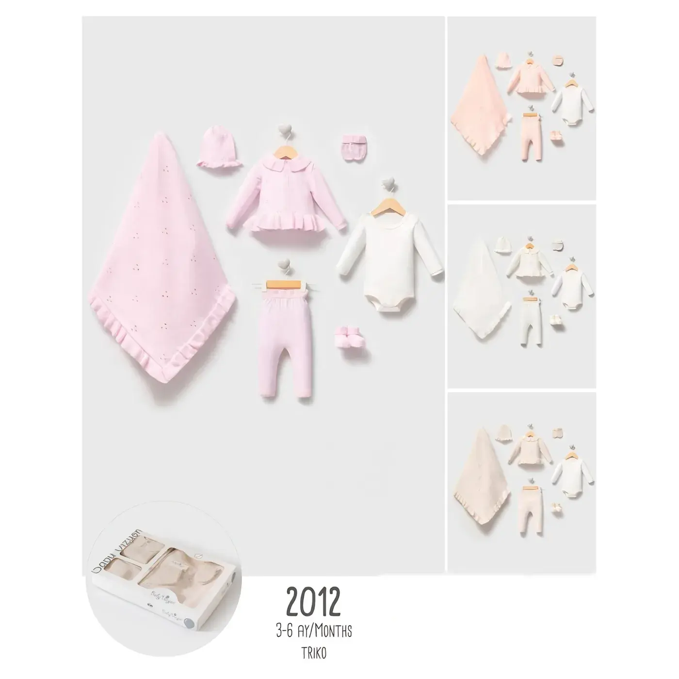 Baby Girl Knit Set 7 Pieces Ruffle Blanket and Collared Cardigan Model 2012